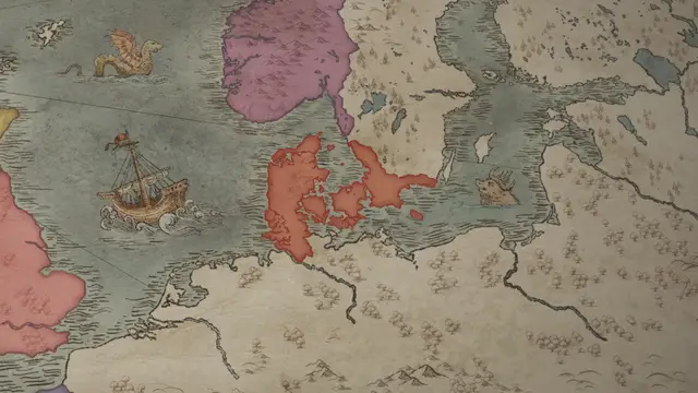 King Svend of Denmark's realm on the start's map