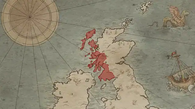 Gudrød Crovan's realm on 1066.9.15 — Isles, 6 counties