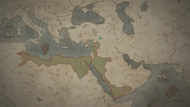 Salāh al-Dīn Yusuf's realm on the start's map