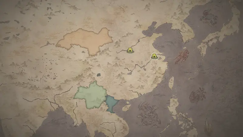 Qín Guān's realm on the bookmark map