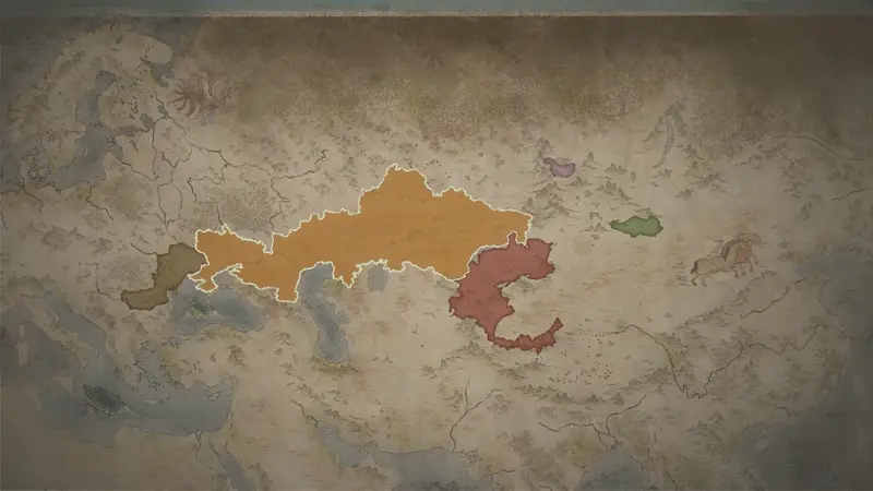 Khan Saru of Cumania's realm on the bookmark map