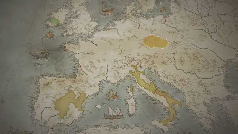 Duke Vratislav's realm on the bookmark map