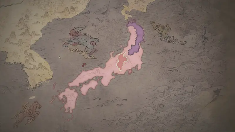 Minamoto Yoshinaka's realm on the bookmark map