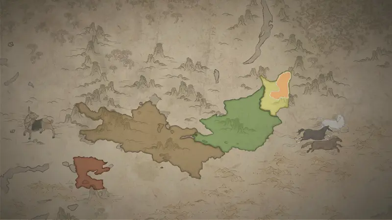 Chieftain Jamukha's realm on the bookmark map