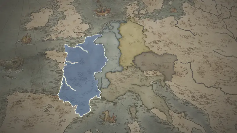 Charles the Bald's realm on the bookmark map