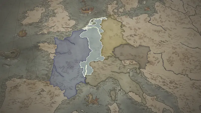 King Lothaire II's realm on the bookmark map