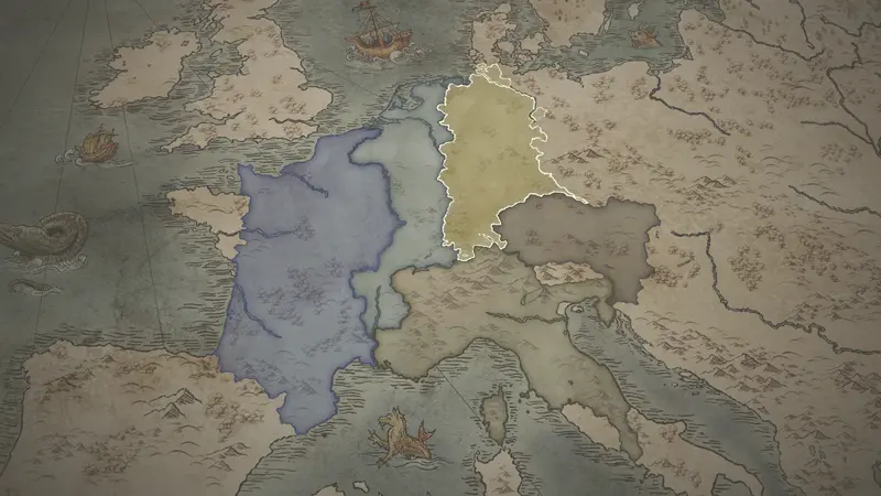 Ludwig the German's realm on the bookmark map